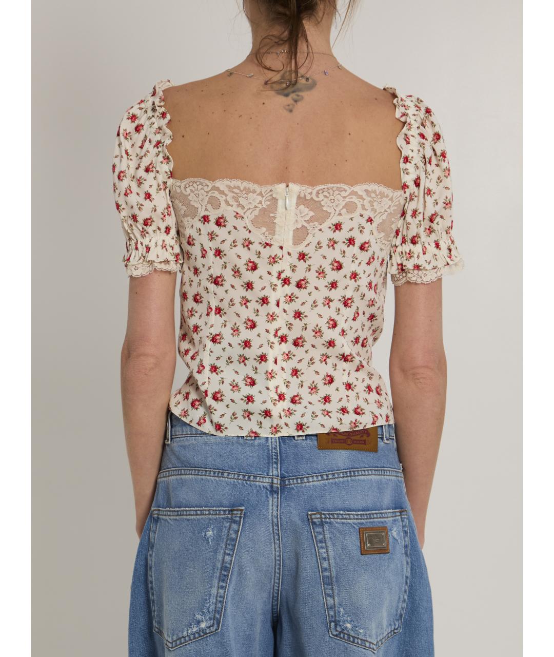 DOLCE&GABBANA Белая шелковая футболка, фото 4