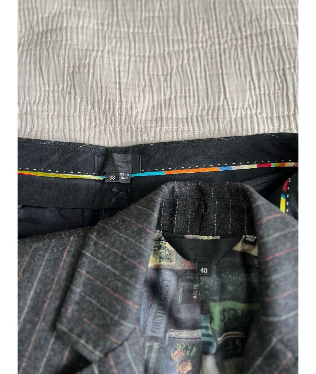 PAUL SMITH Черный шерстяной костюм с брюками, фото 5