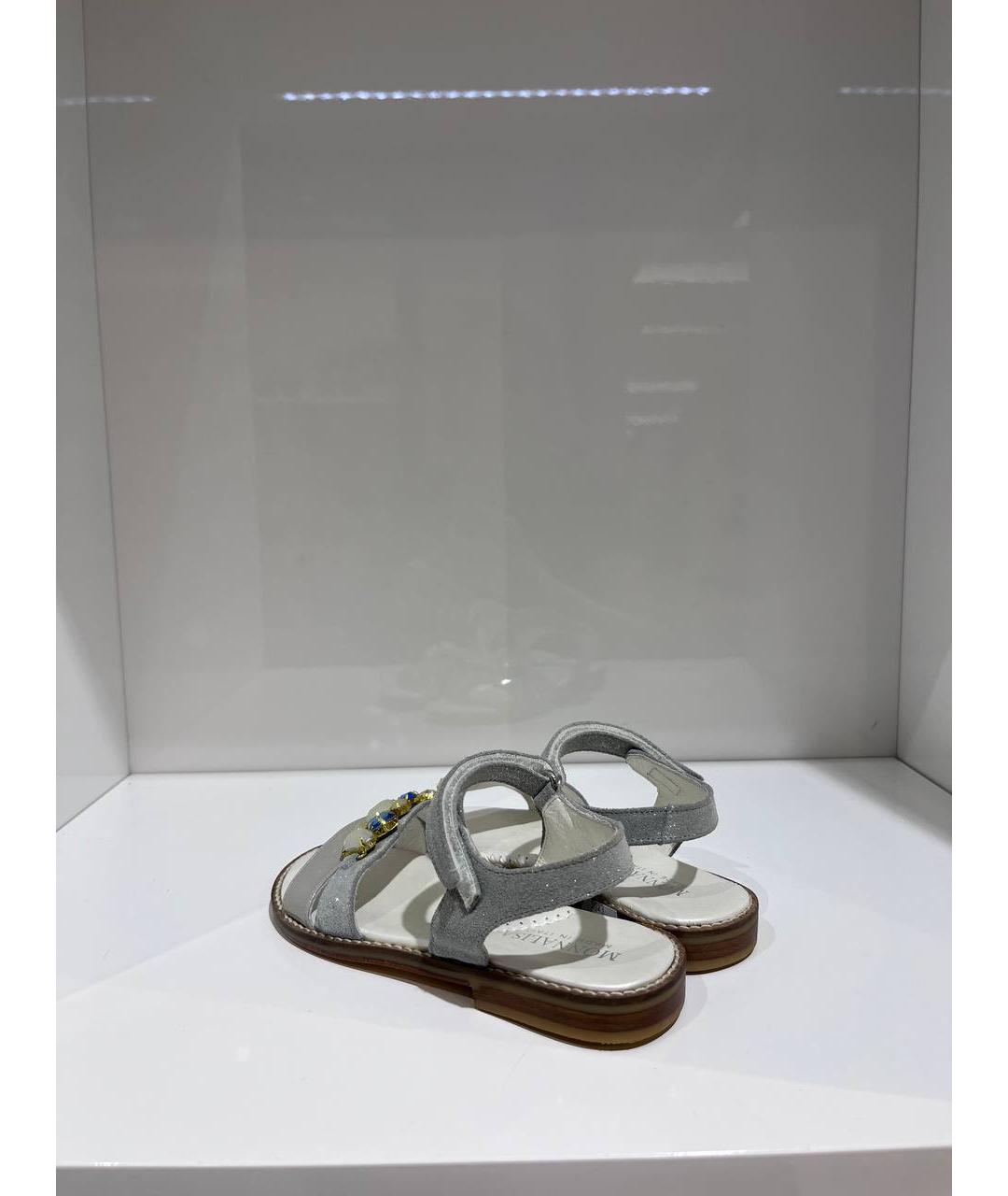 MONNALISA Голубые кожаные сандалии и шлепанцы, фото 2