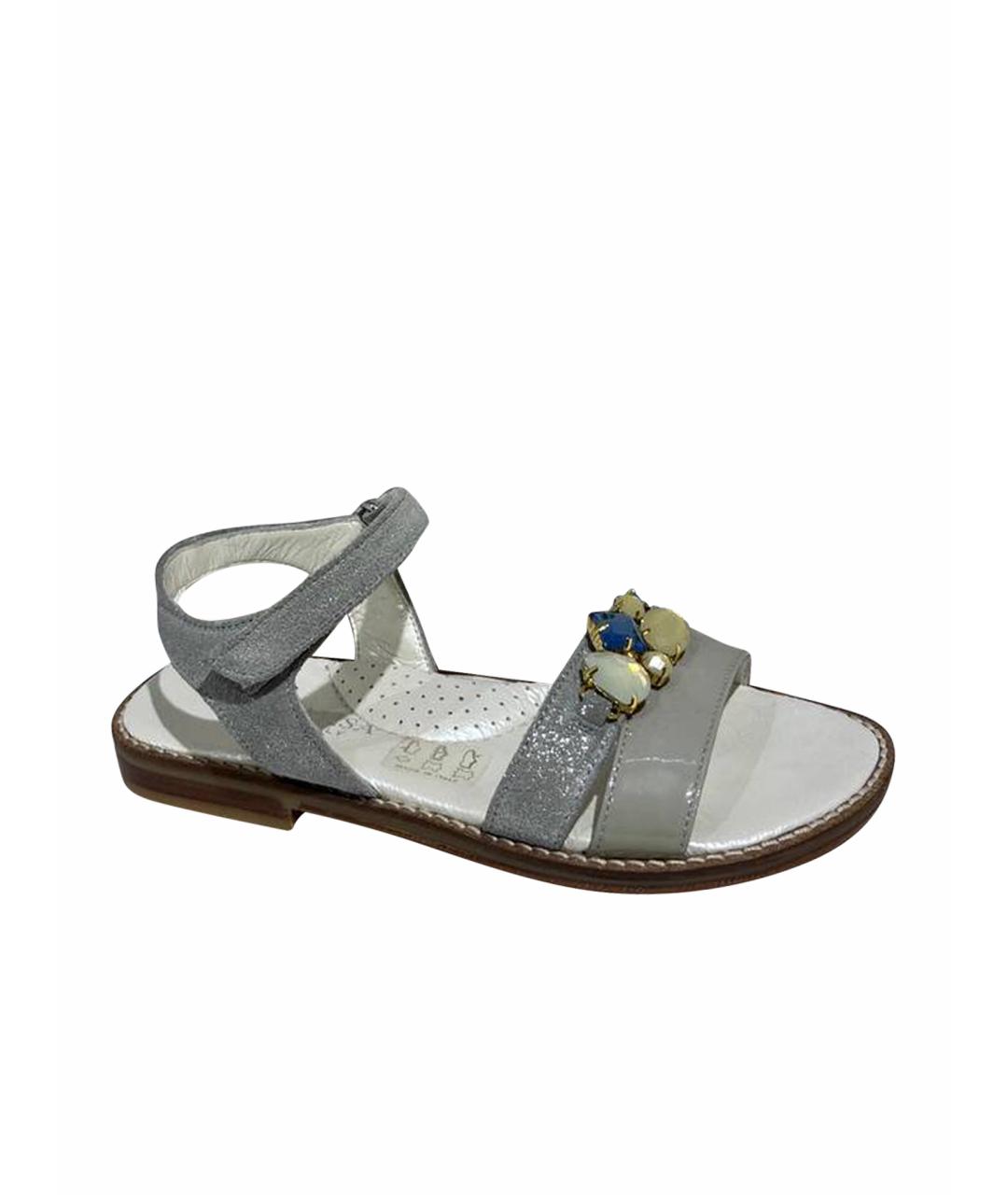 MONNALISA Голубые кожаные сандалии и шлепанцы, фото 1