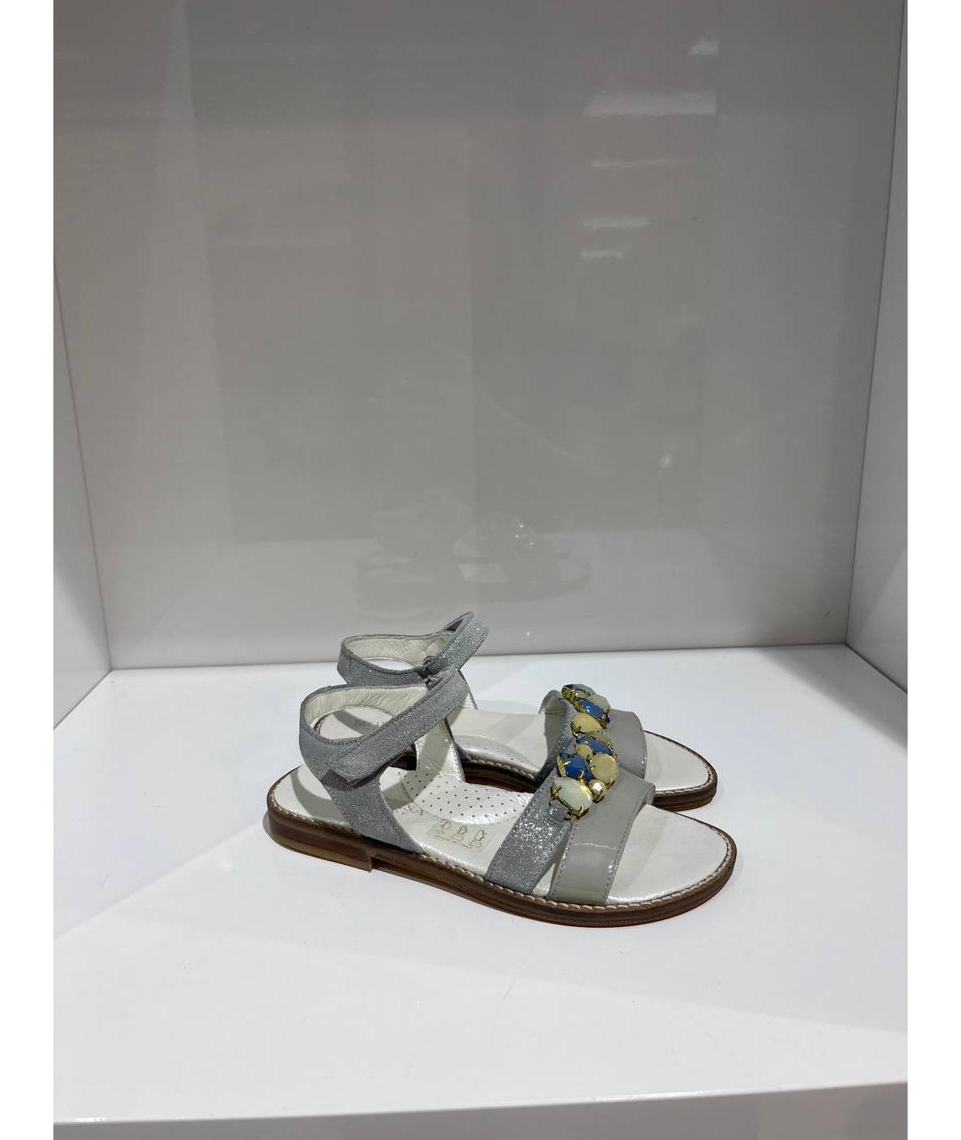 MONNALISA Голубые кожаные сандалии и шлепанцы, фото 4