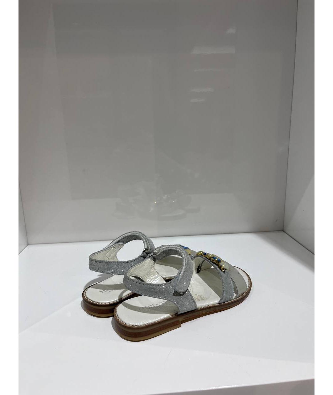 MONNALISA Голубые кожаные сандалии и шлепанцы, фото 3