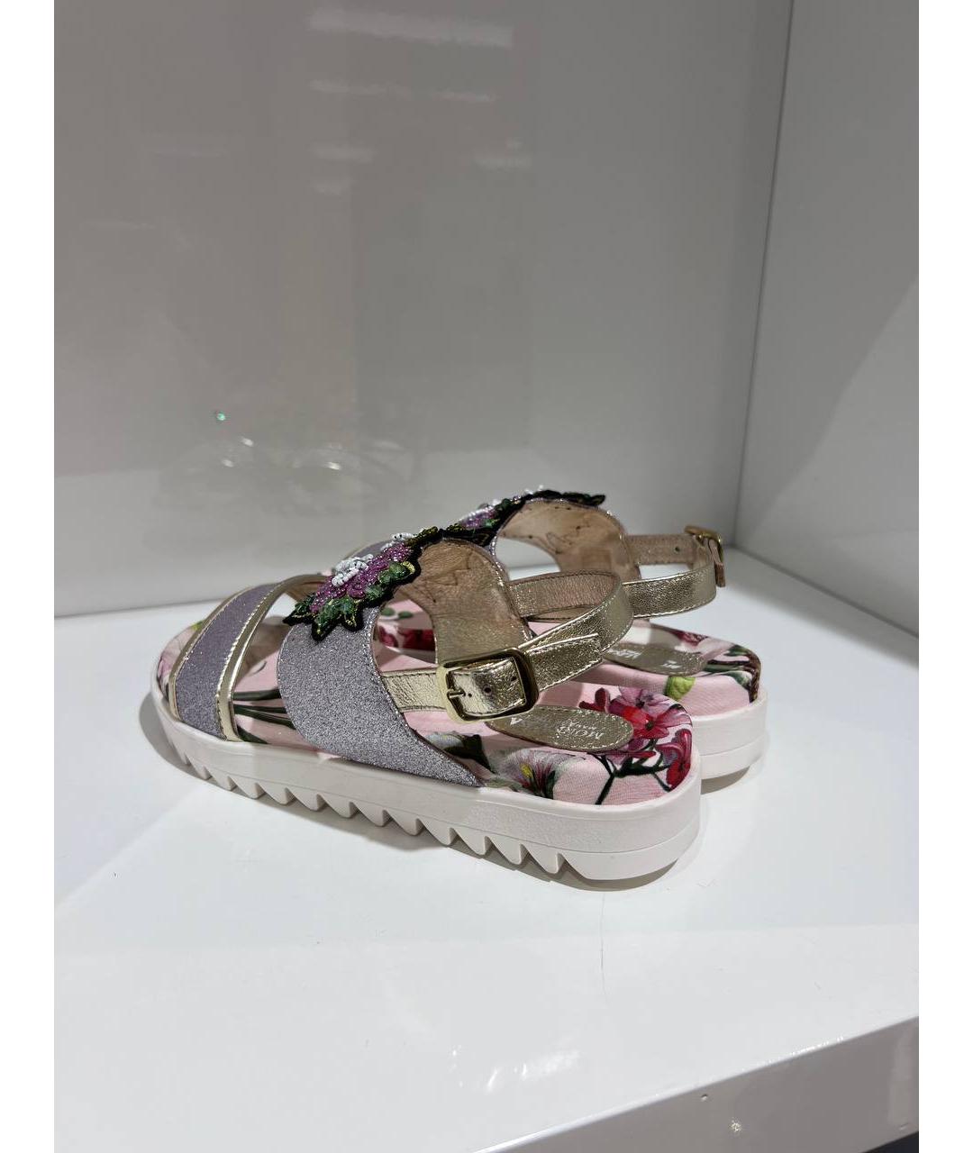 MONNALISA Мульти кожаные сандалии и шлепанцы, фото 3