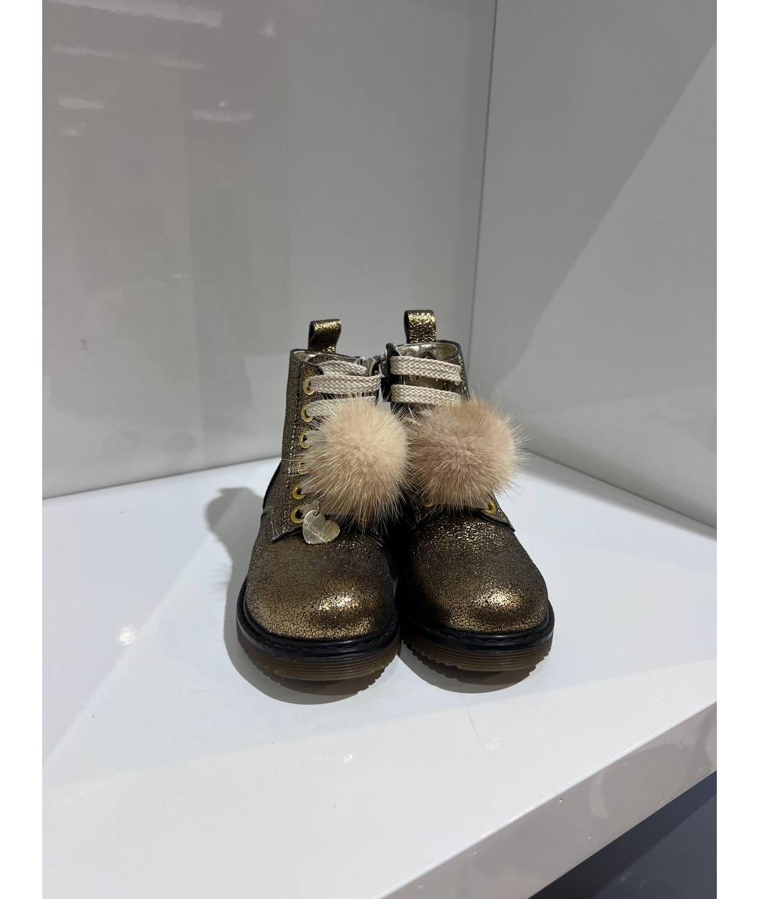 MONNALISA Золотые кожаные ботинки, фото 2