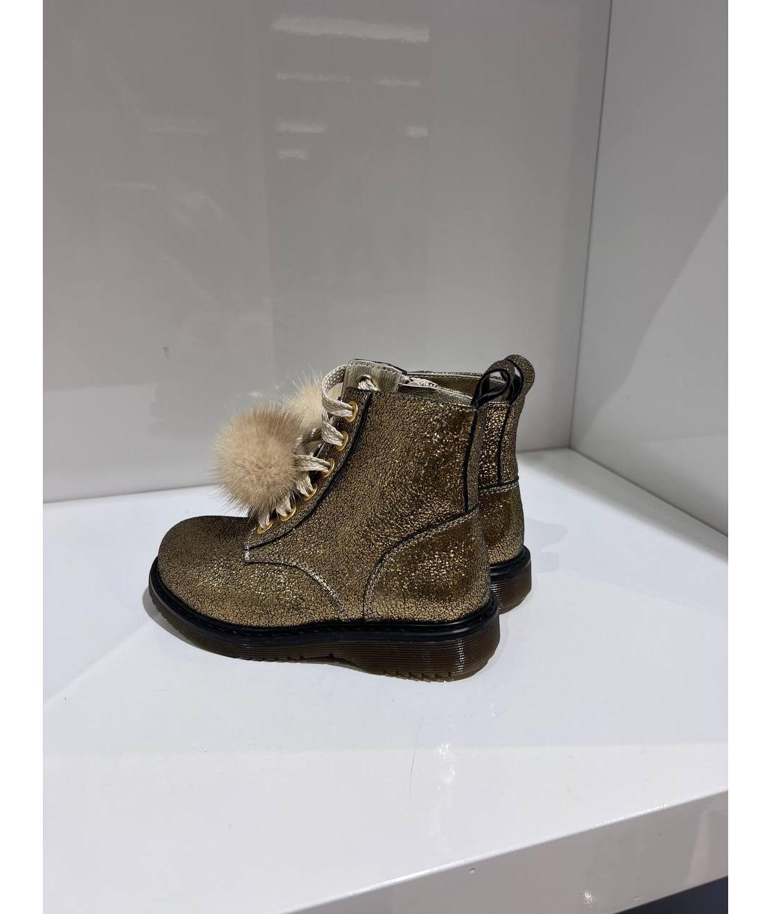 MONNALISA Золотые кожаные ботинки, фото 3