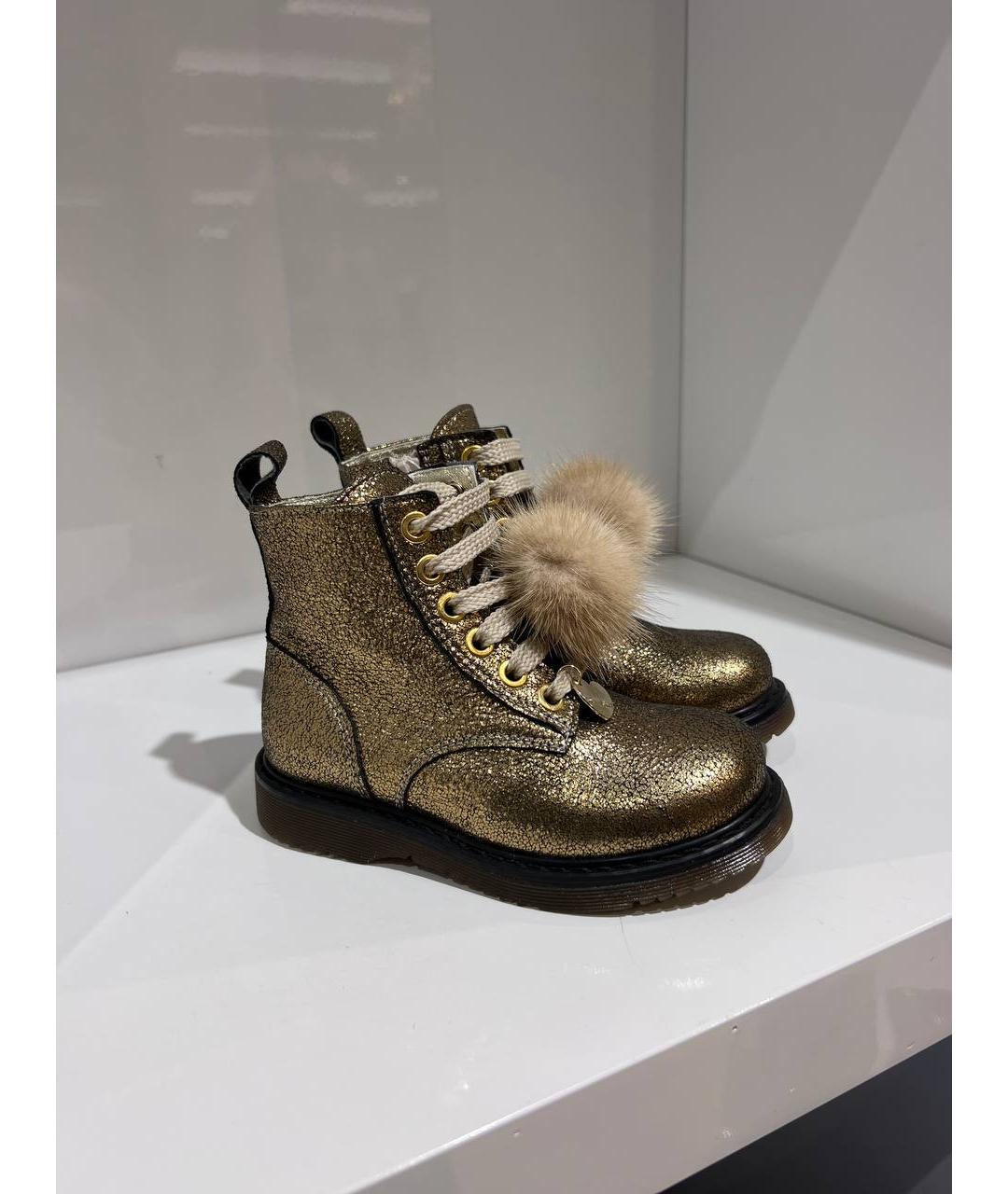 MONNALISA Золотые кожаные ботинки, фото 4
