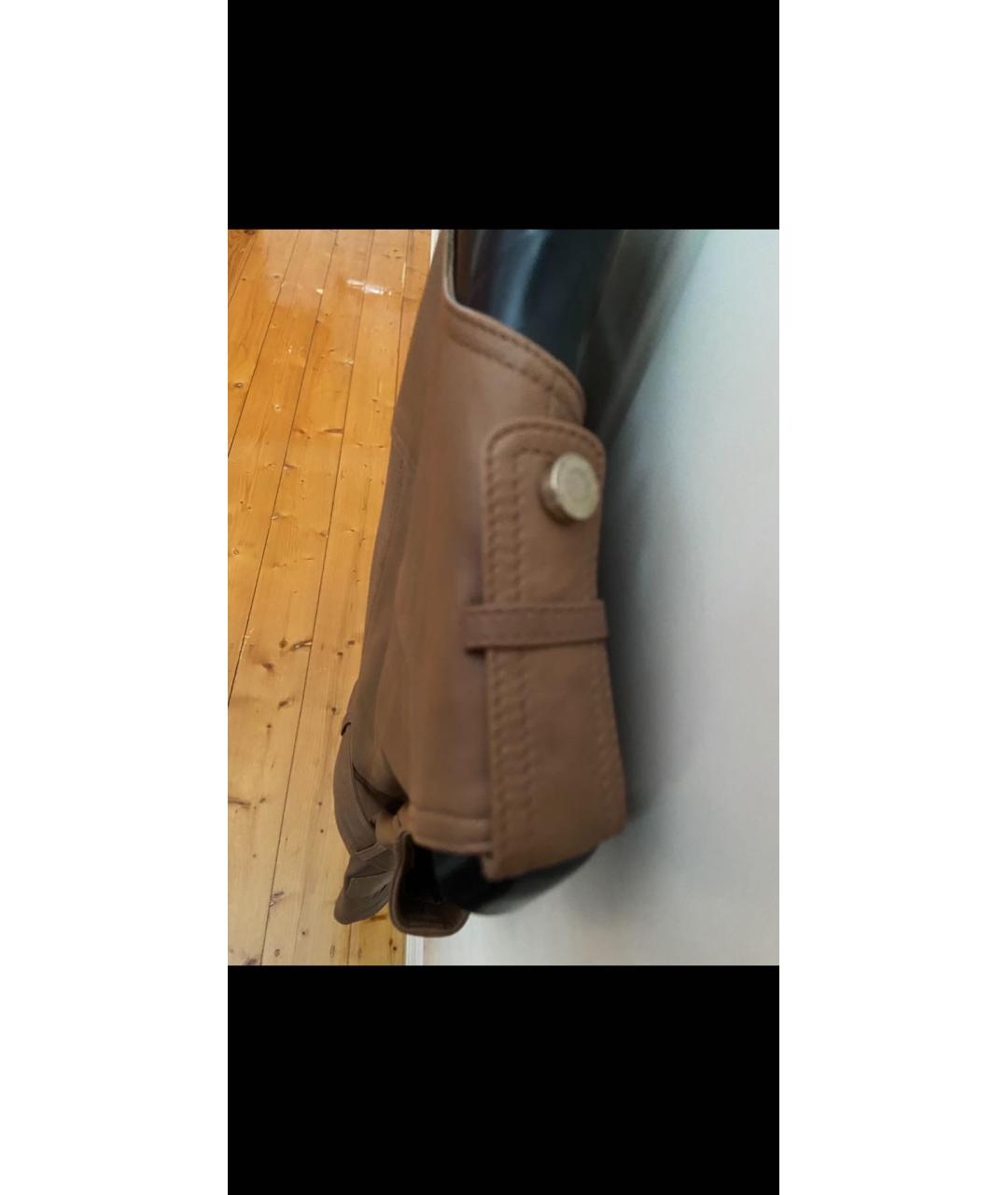 ELISABETTA FRANCHI Коричневый кожаный жилет, фото 6