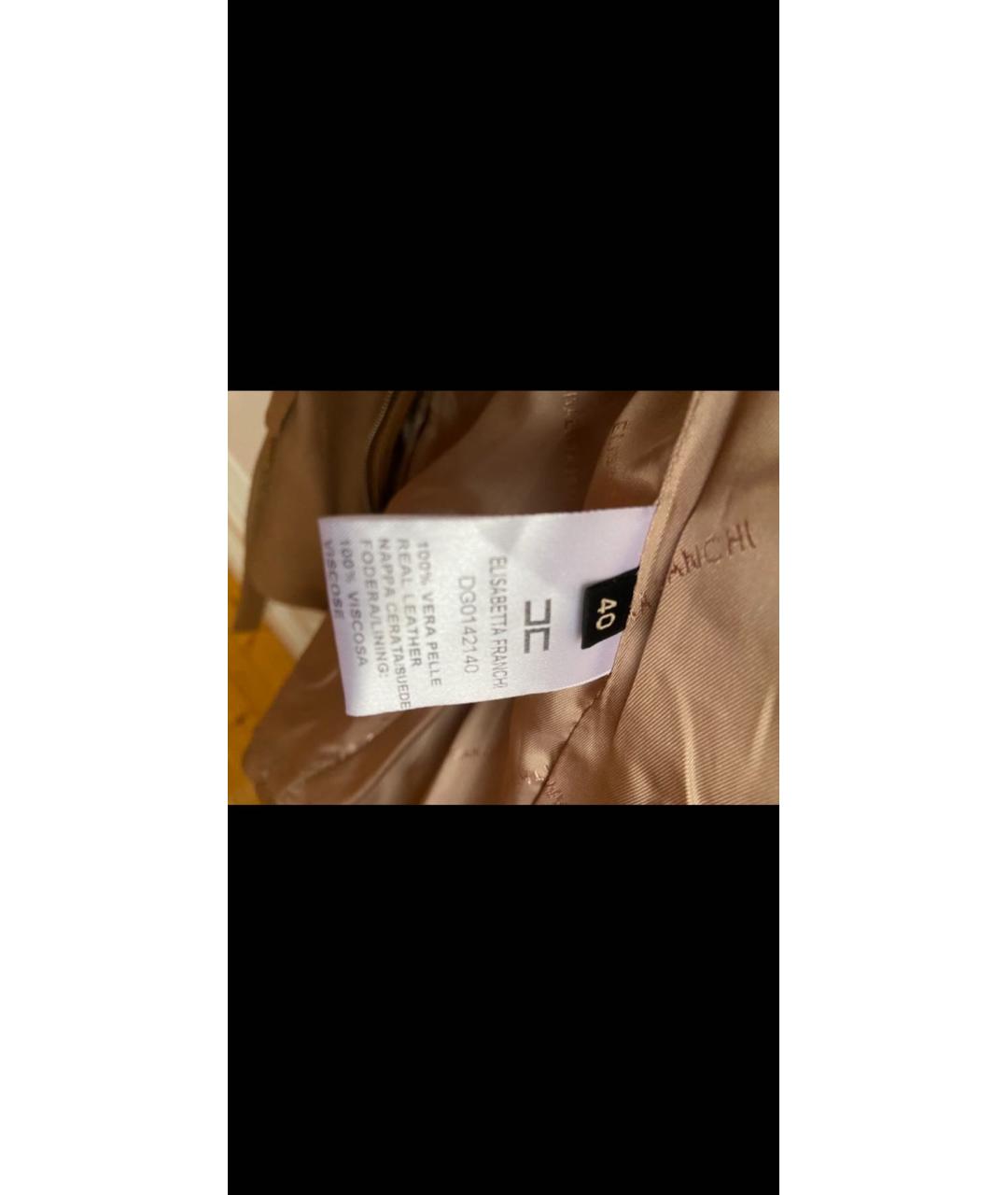 ELISABETTA FRANCHI Коричневый кожаный жилет, фото 4