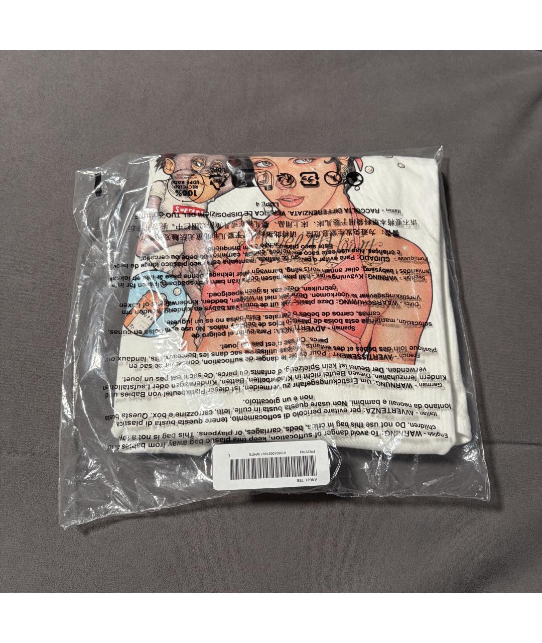 SUPREME Белая хлопковая футболка, фото 3