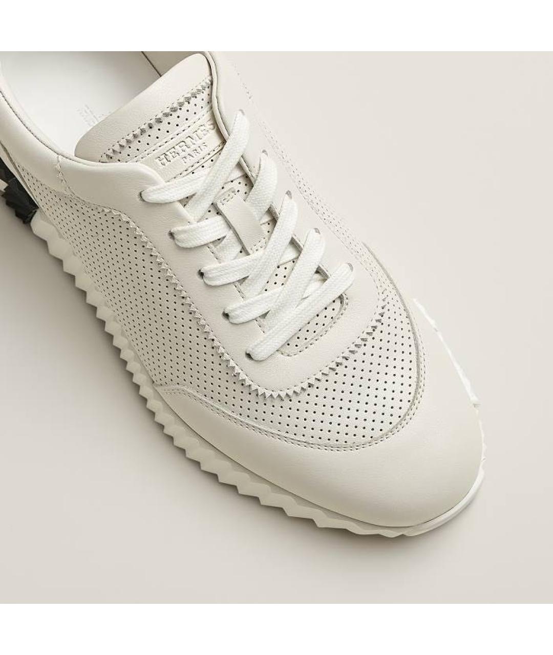 HERMES Белые кожаные кроссовки, фото 6