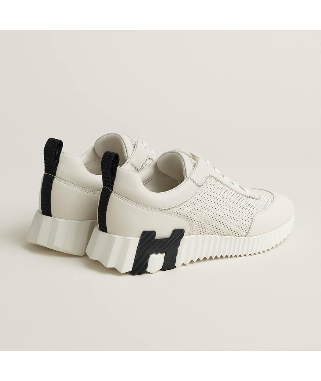 HERMES Белые кожаные кроссовки, фото 4