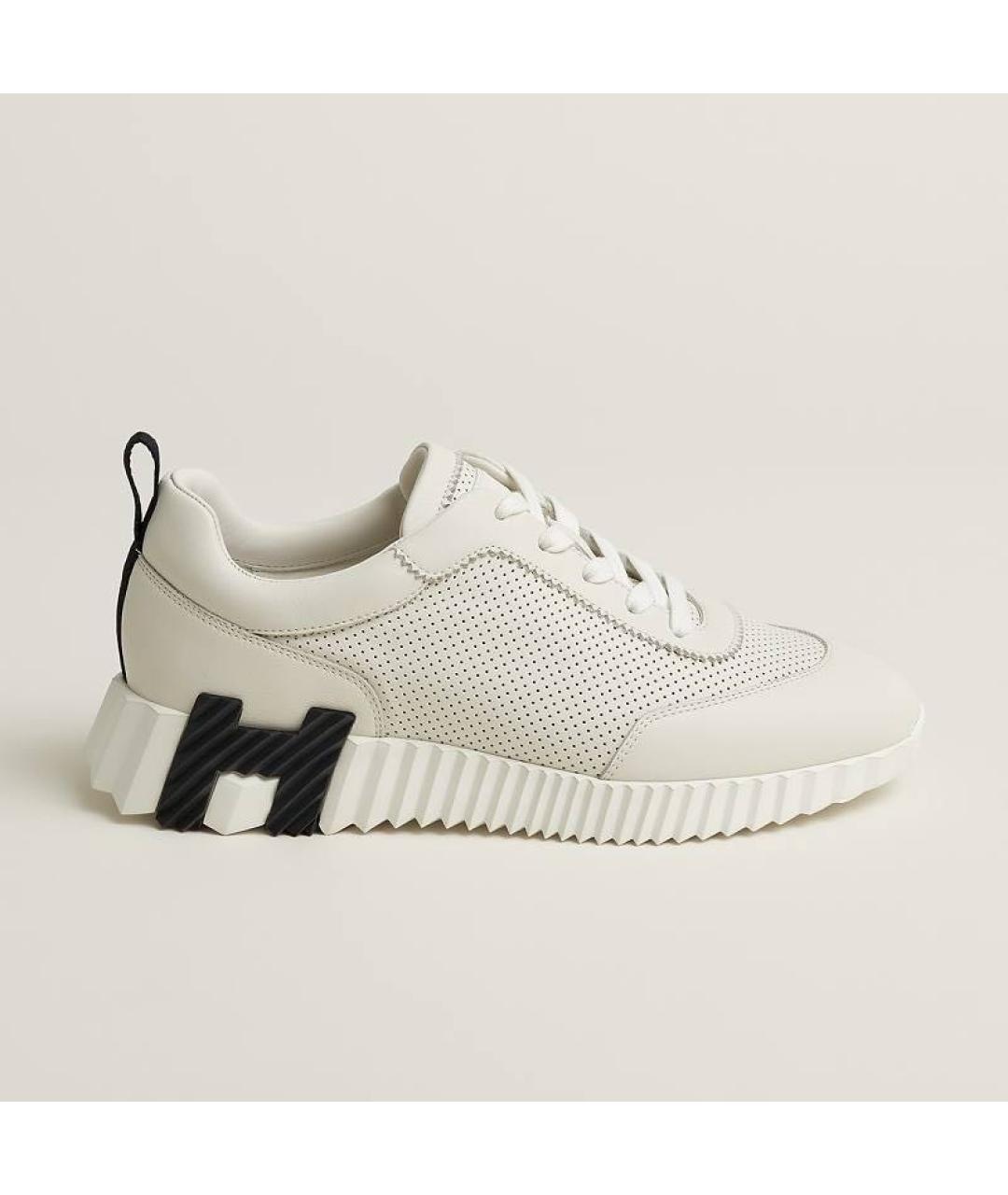 HERMES Белые кожаные кроссовки, фото 8