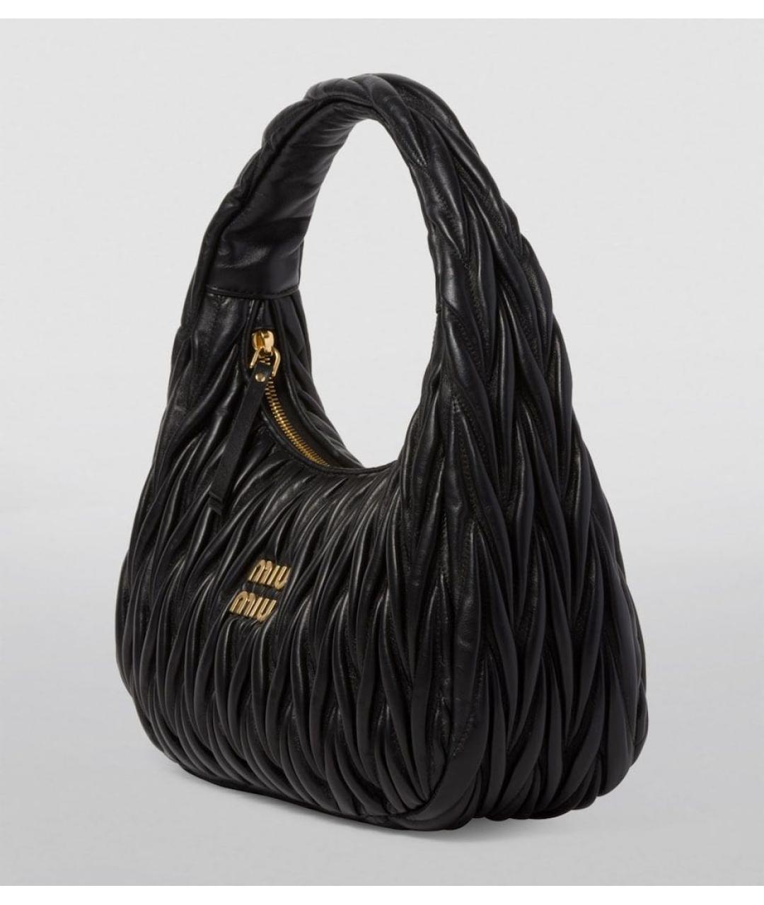 MIU MIU Черная кожаная сумка через плечо, фото 3