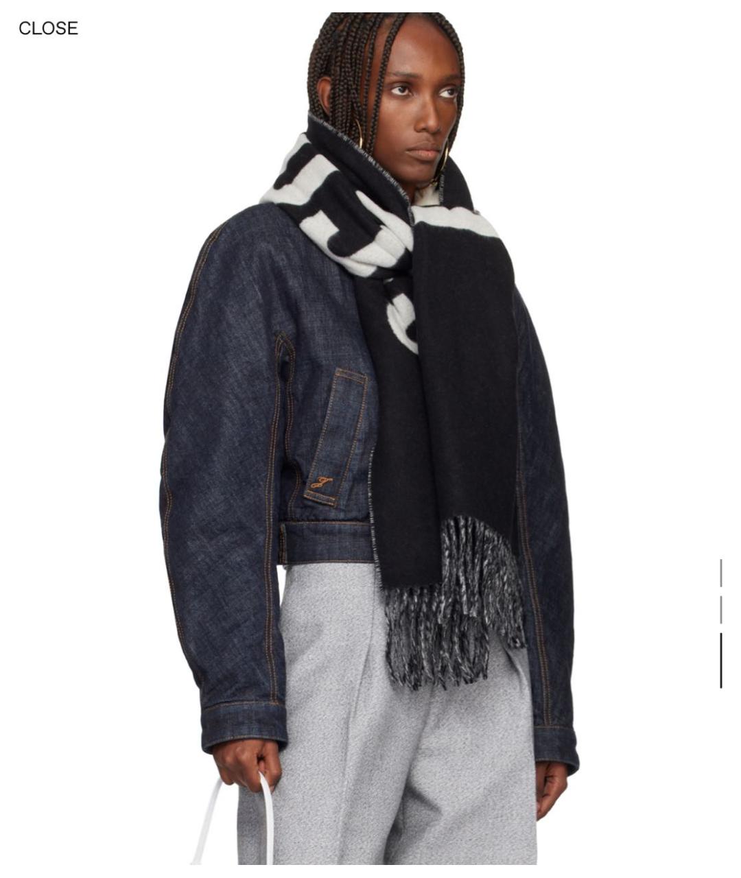 JACQUEMUS Черный шерстяной шарф, фото 3