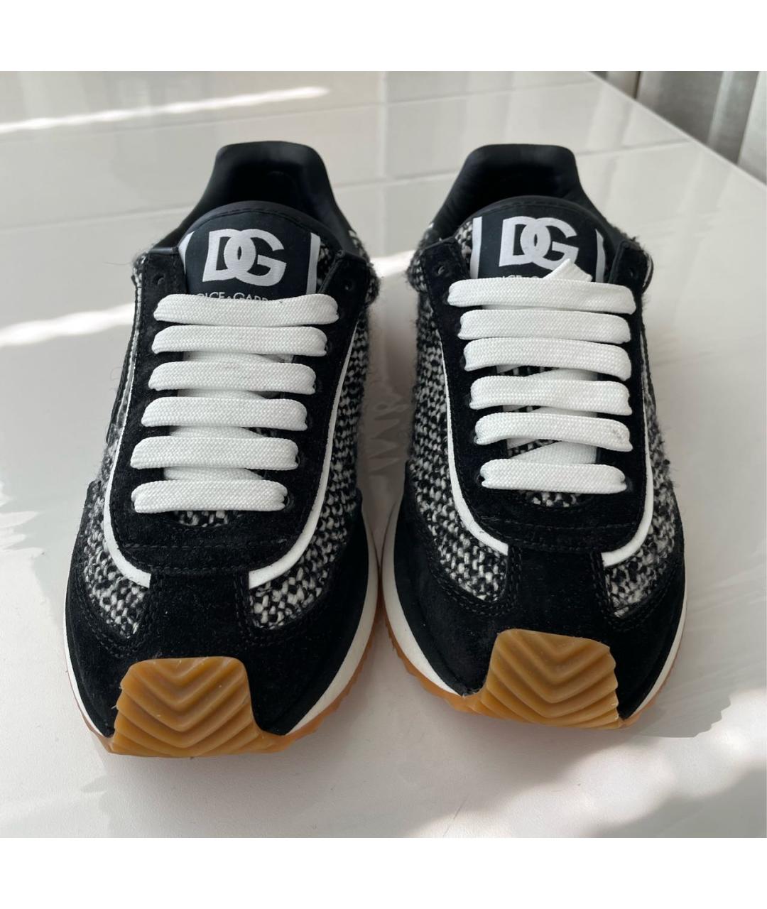 DOLCE&GABBANA Черные текстильные кроссовки, фото 2