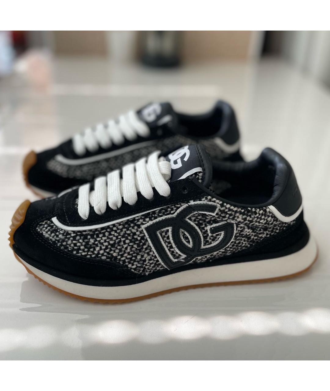 DOLCE&GABBANA Черные текстильные кроссовки, фото 9