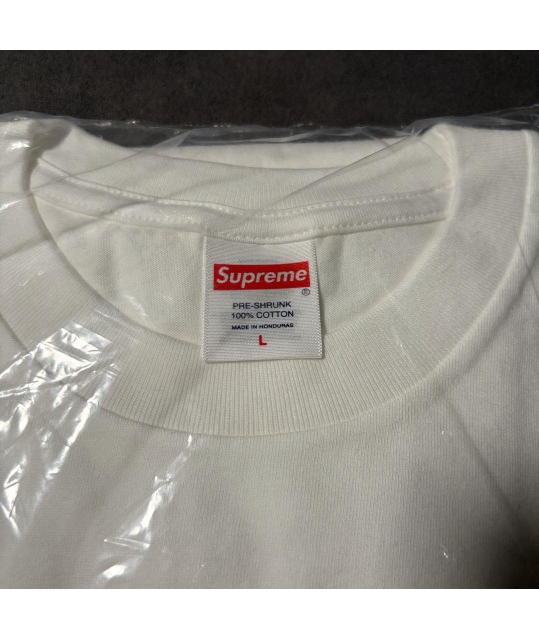 SUPREME Белая хлопковая футболка, фото 4