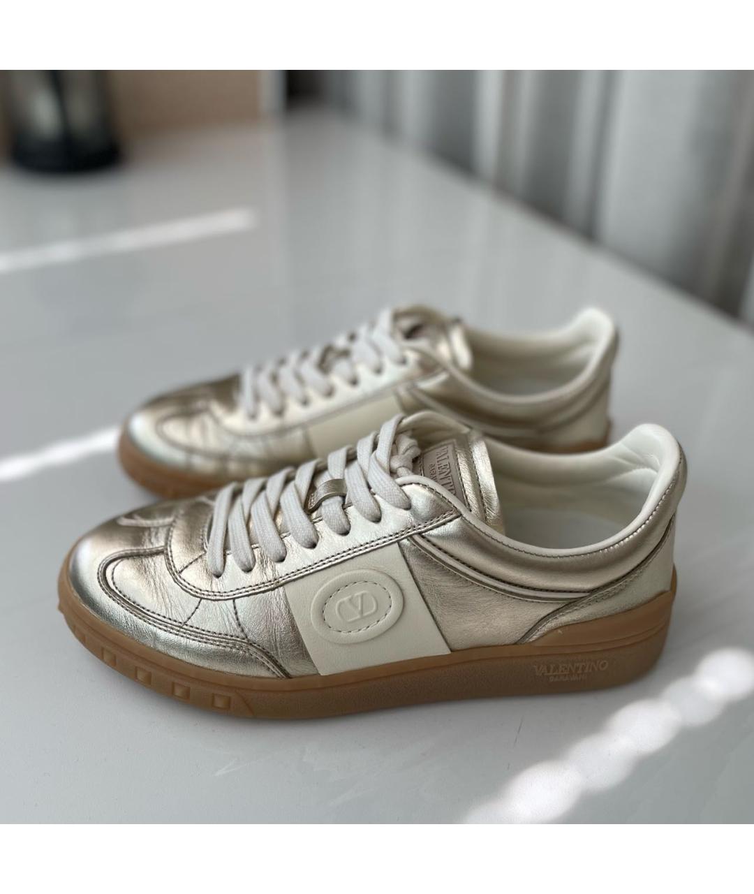 VALENTINO Золотые кожаные кеды, фото 9