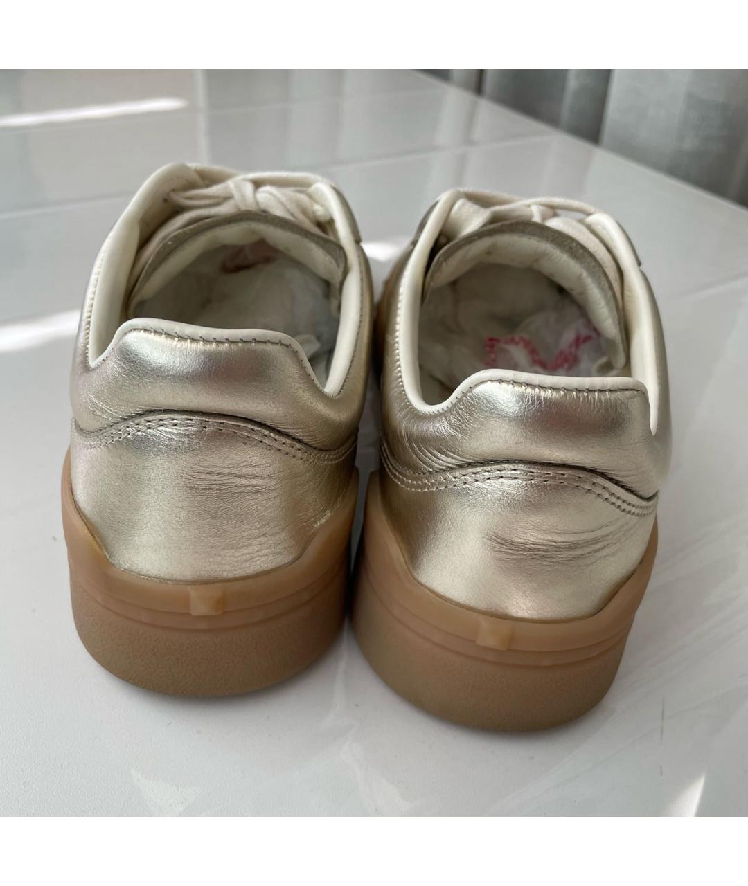 VALENTINO Золотые кожаные кеды, фото 4