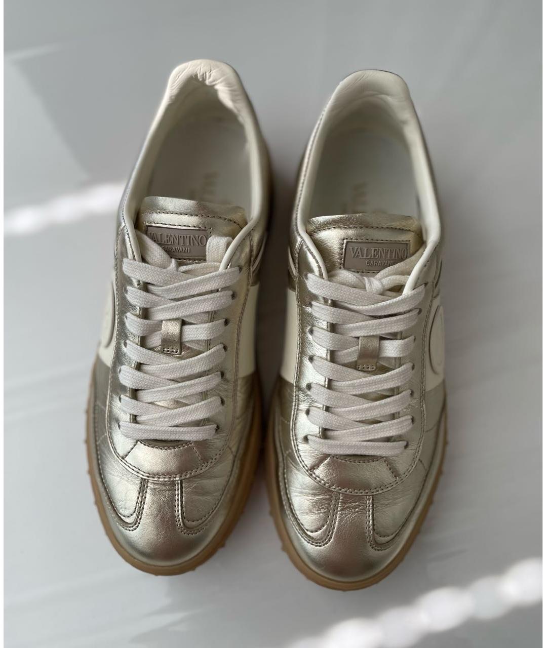 VALENTINO Золотые кожаные кеды, фото 3