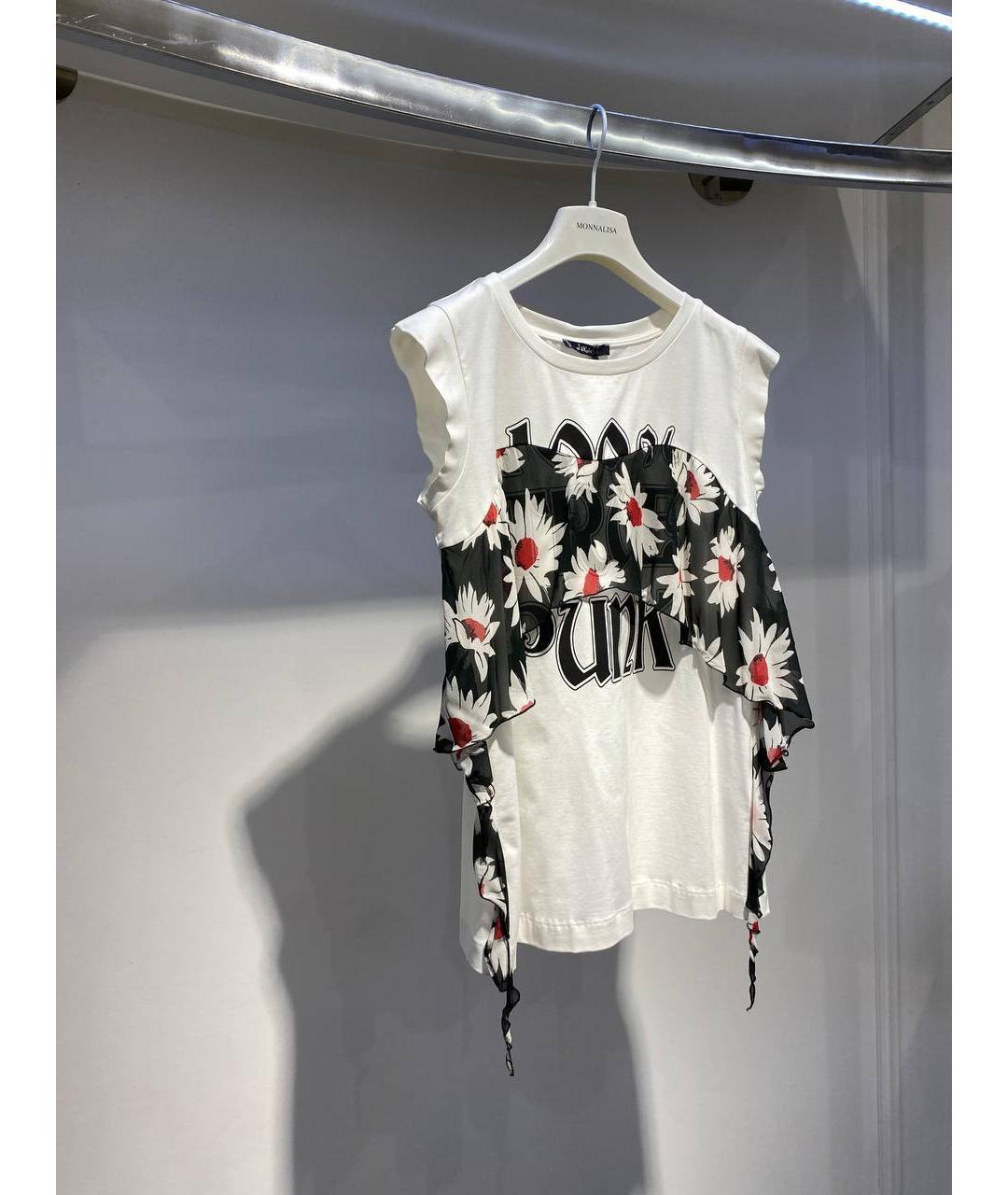 MONNALISA Белый хлопковый детская футболка / топ, фото 2