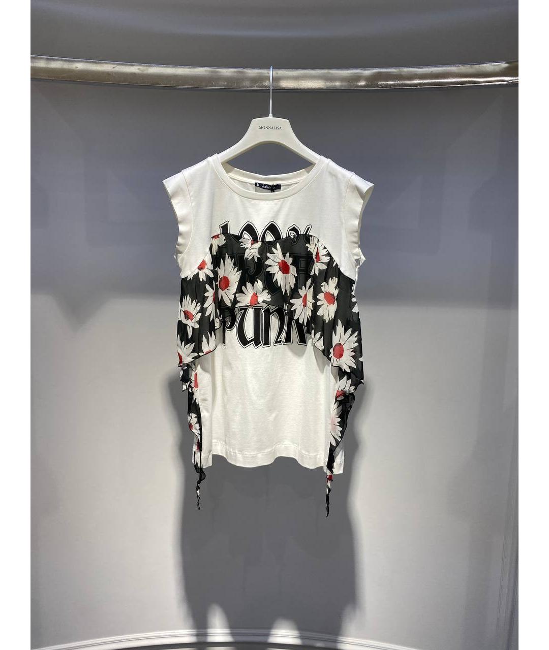 MONNALISA Белый хлопковый детская футболка / топ, фото 4