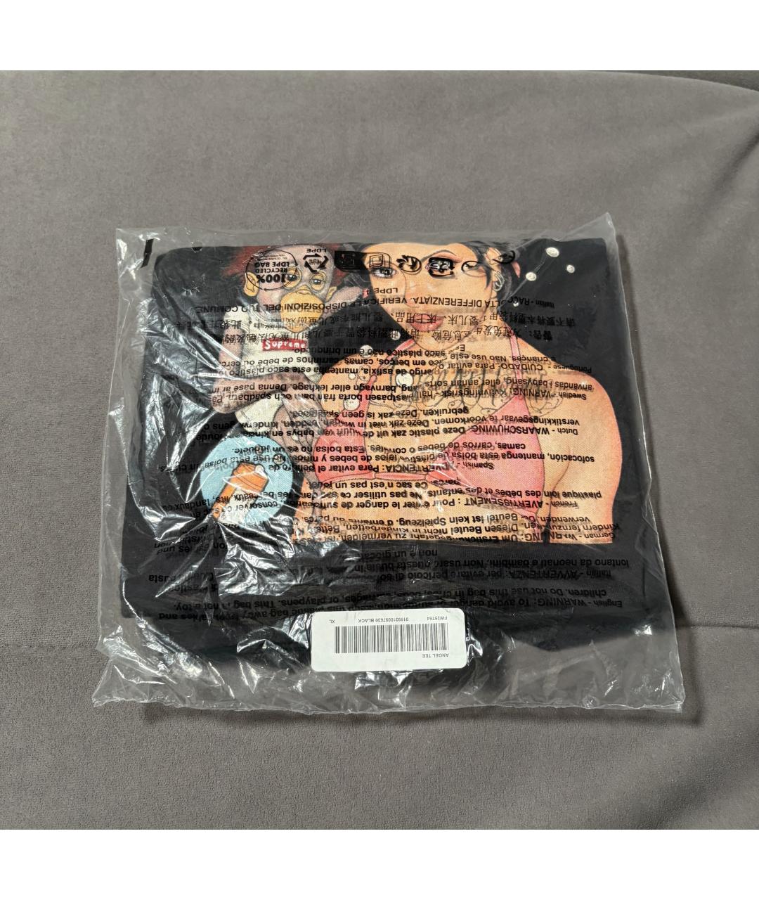 SUPREME Черная хлопковая футболка, фото 3