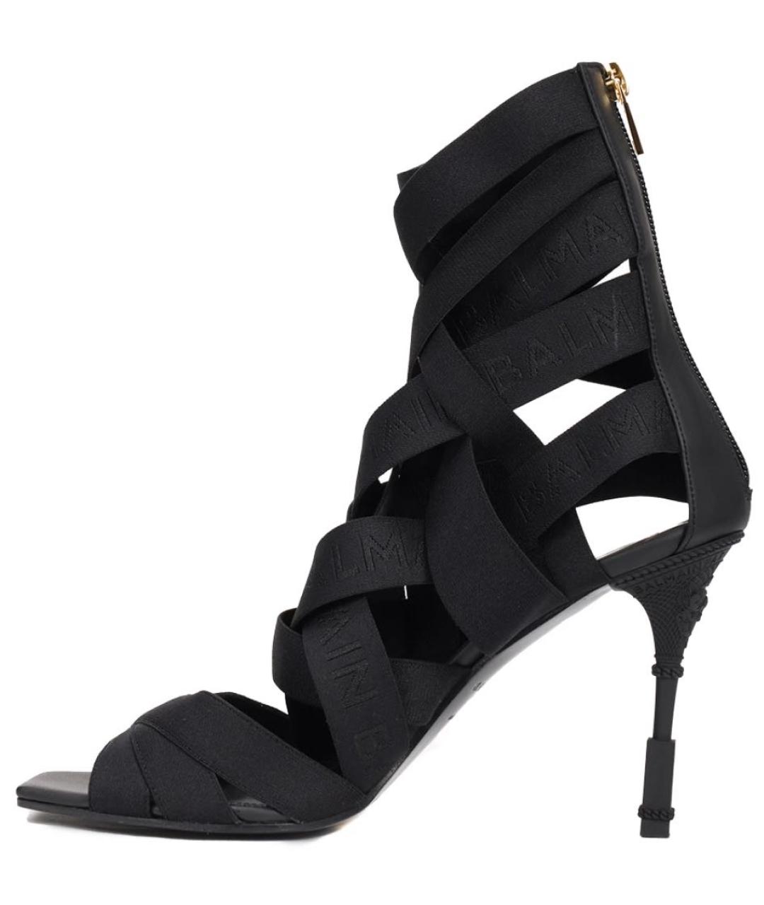 BALMAIN Черные текстильные босоножки, фото 6