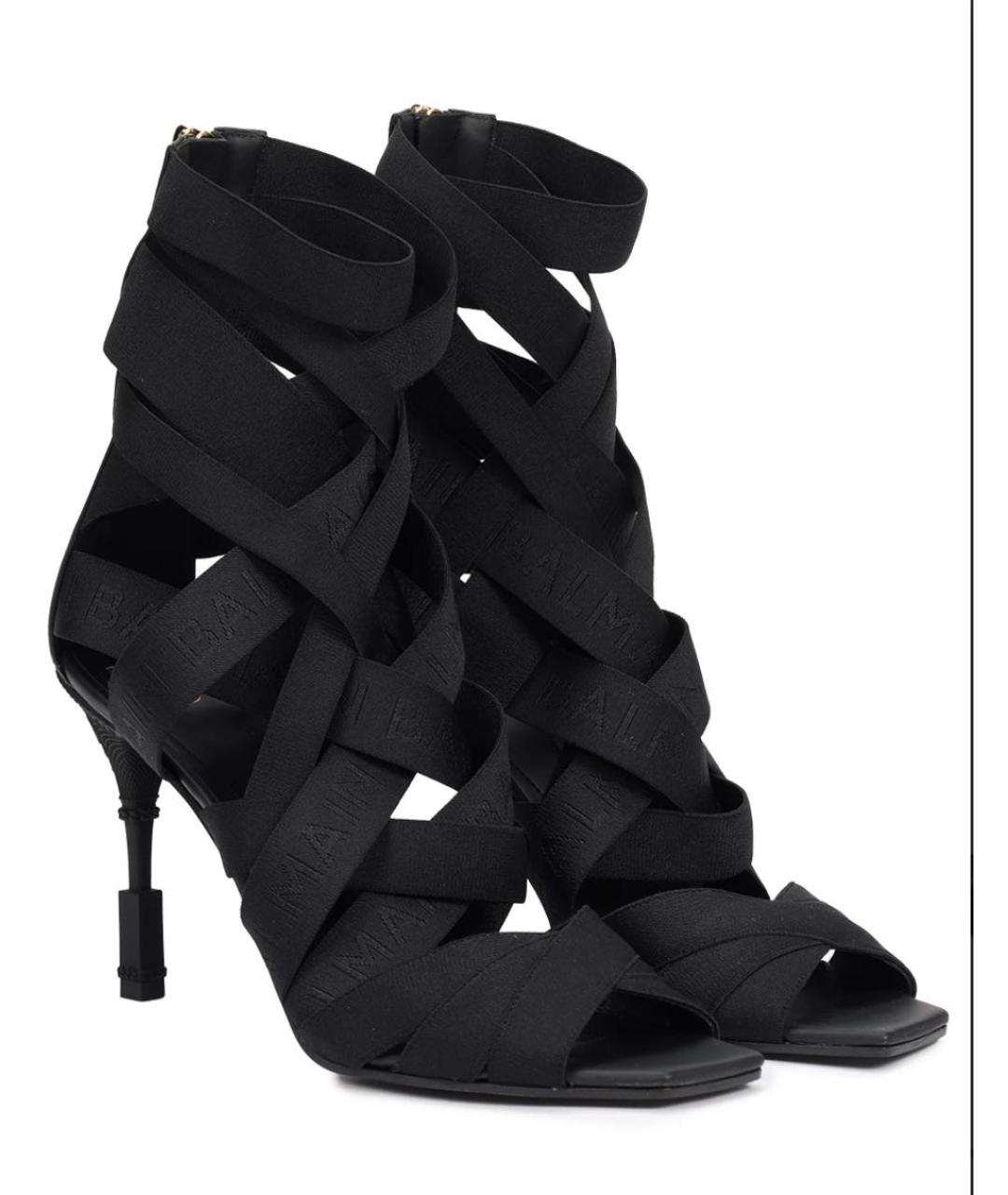 BALMAIN Черные текстильные босоножки, фото 2