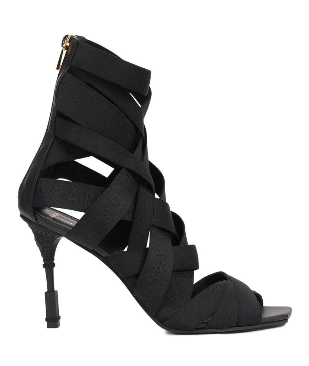 BALMAIN Черные текстильные босоножки, фото 1