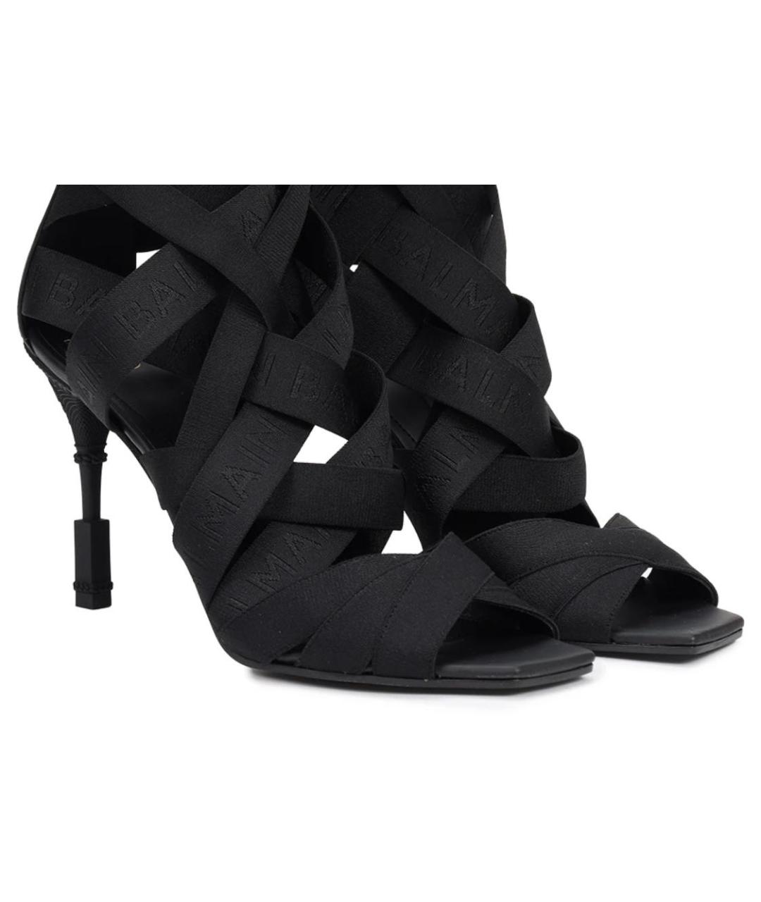 BALMAIN Черные текстильные босоножки, фото 3