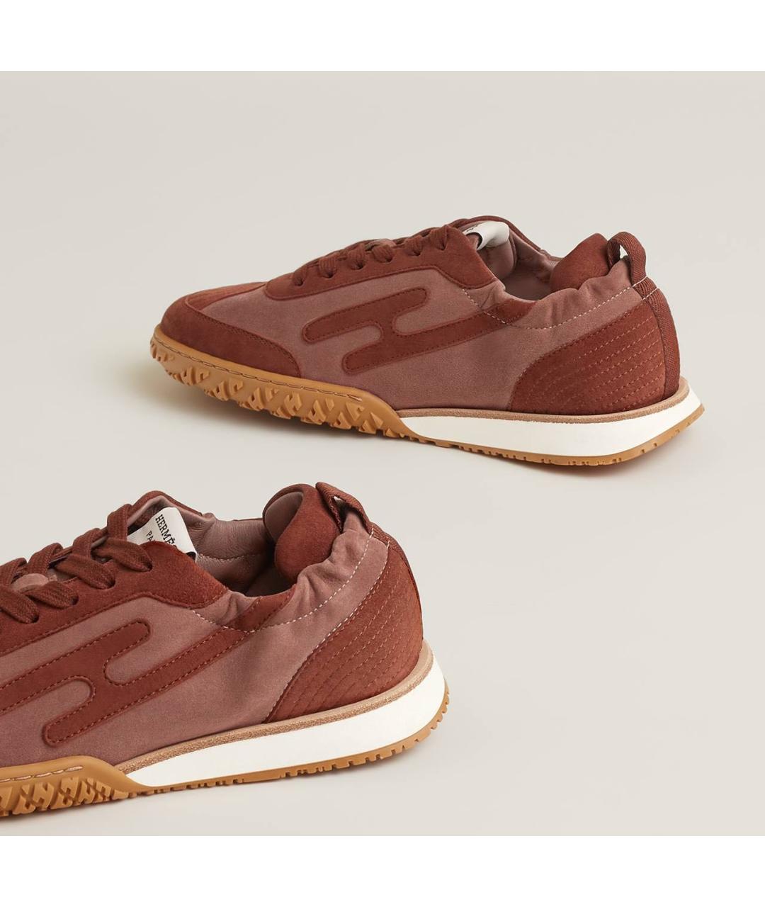HERMES Бордовые замшевые кроссовки, фото 4