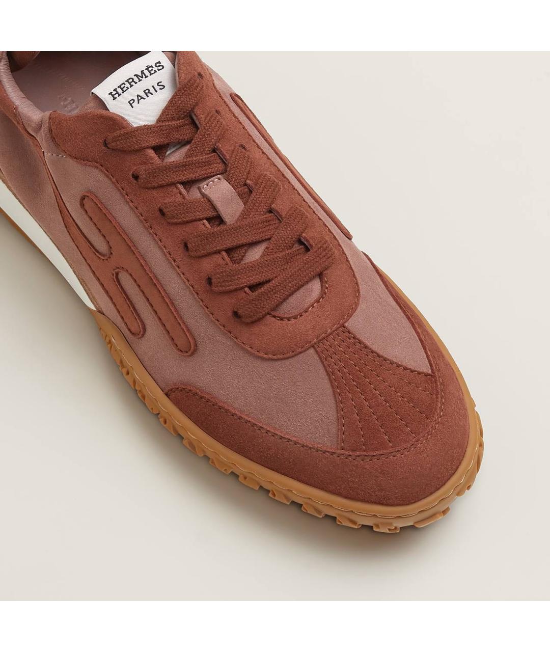 HERMES Бордовые замшевые кроссовки, фото 5