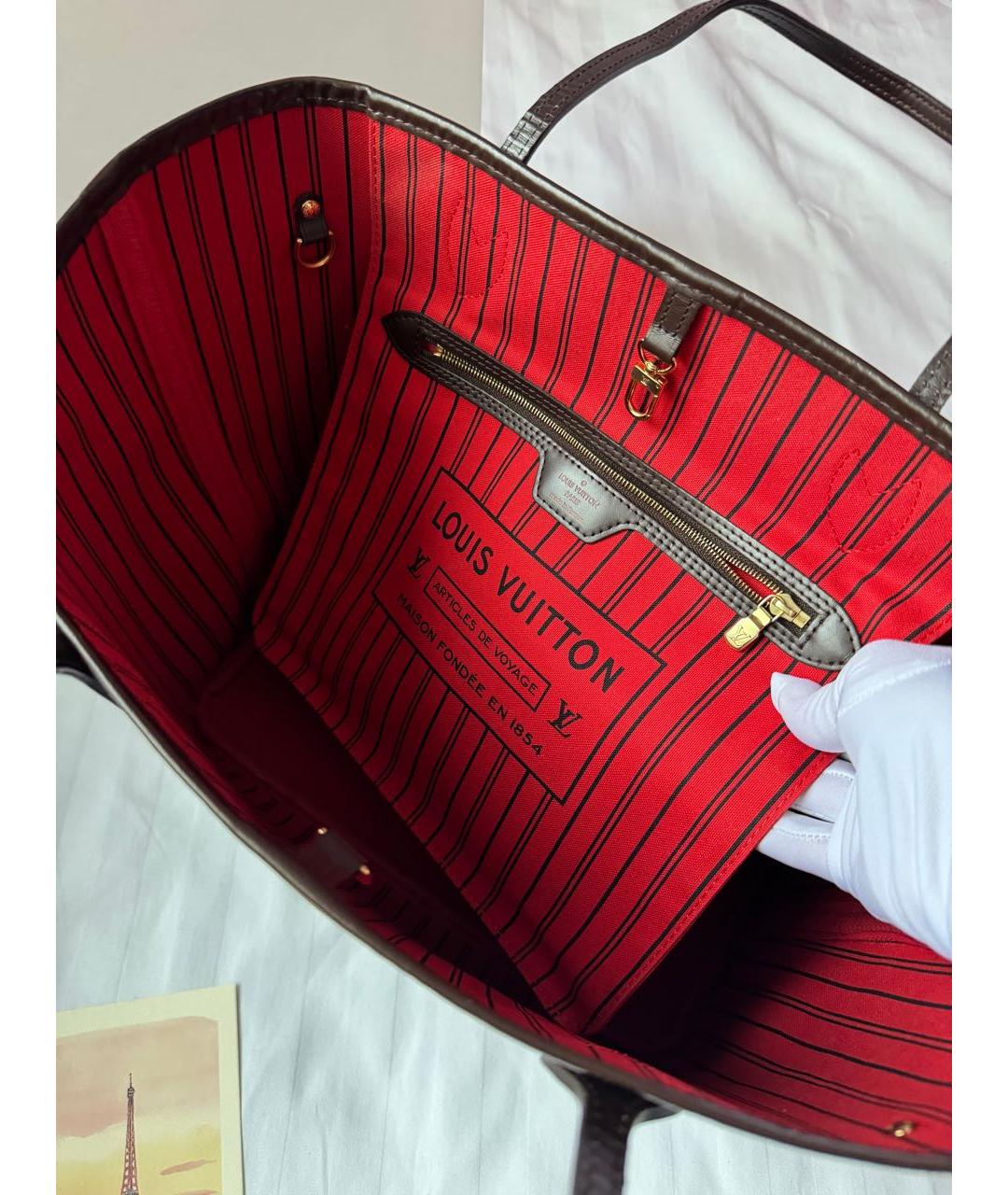 LOUIS VUITTON Коричневая кожаная сумка тоут, фото 6