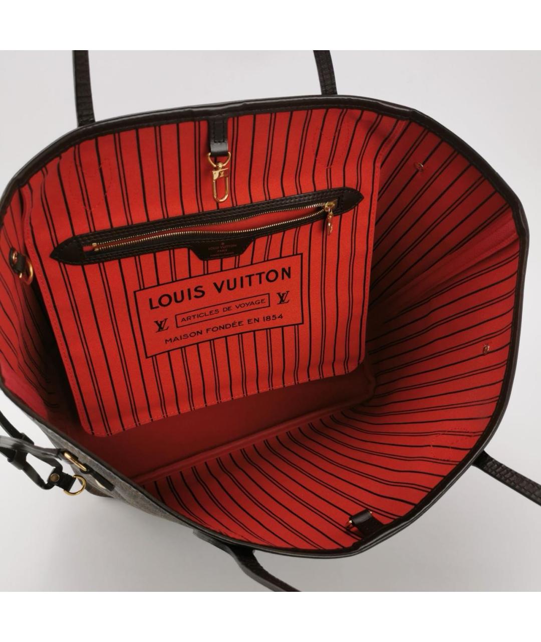 LOUIS VUITTON Коричневая кожаная сумка тоут, фото 4