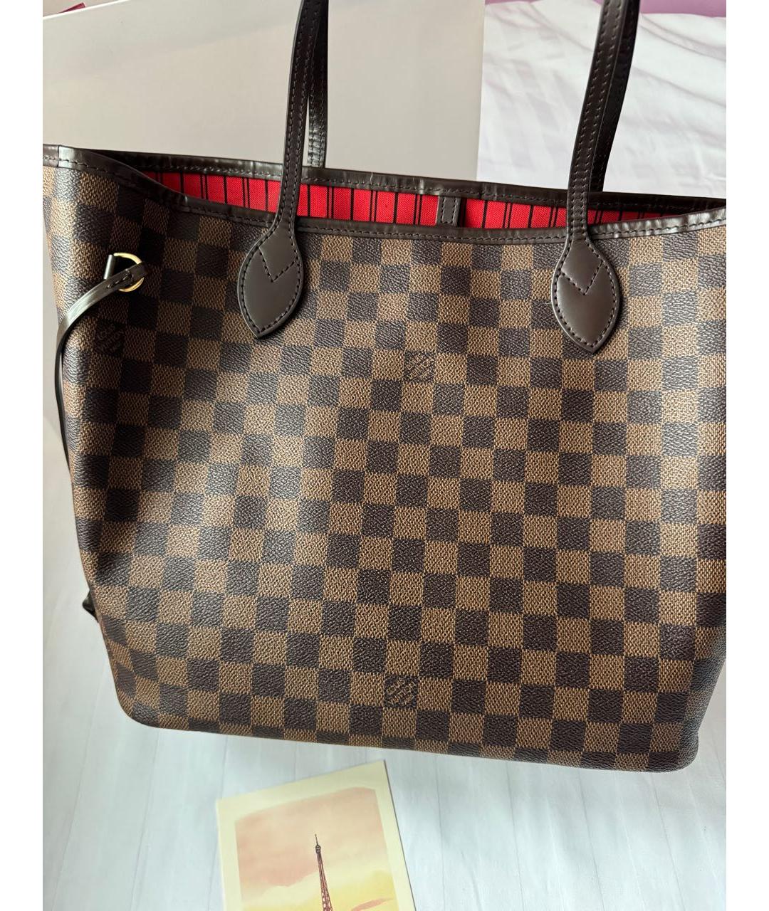 LOUIS VUITTON Коричневая кожаная сумка тоут, фото 8