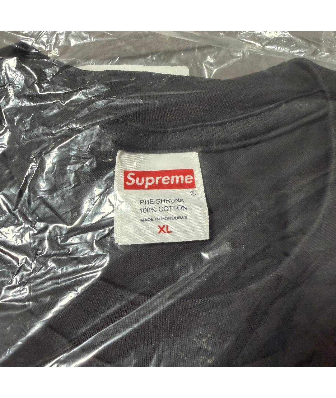 SUPREME Черная хлопковая футболка, фото 4