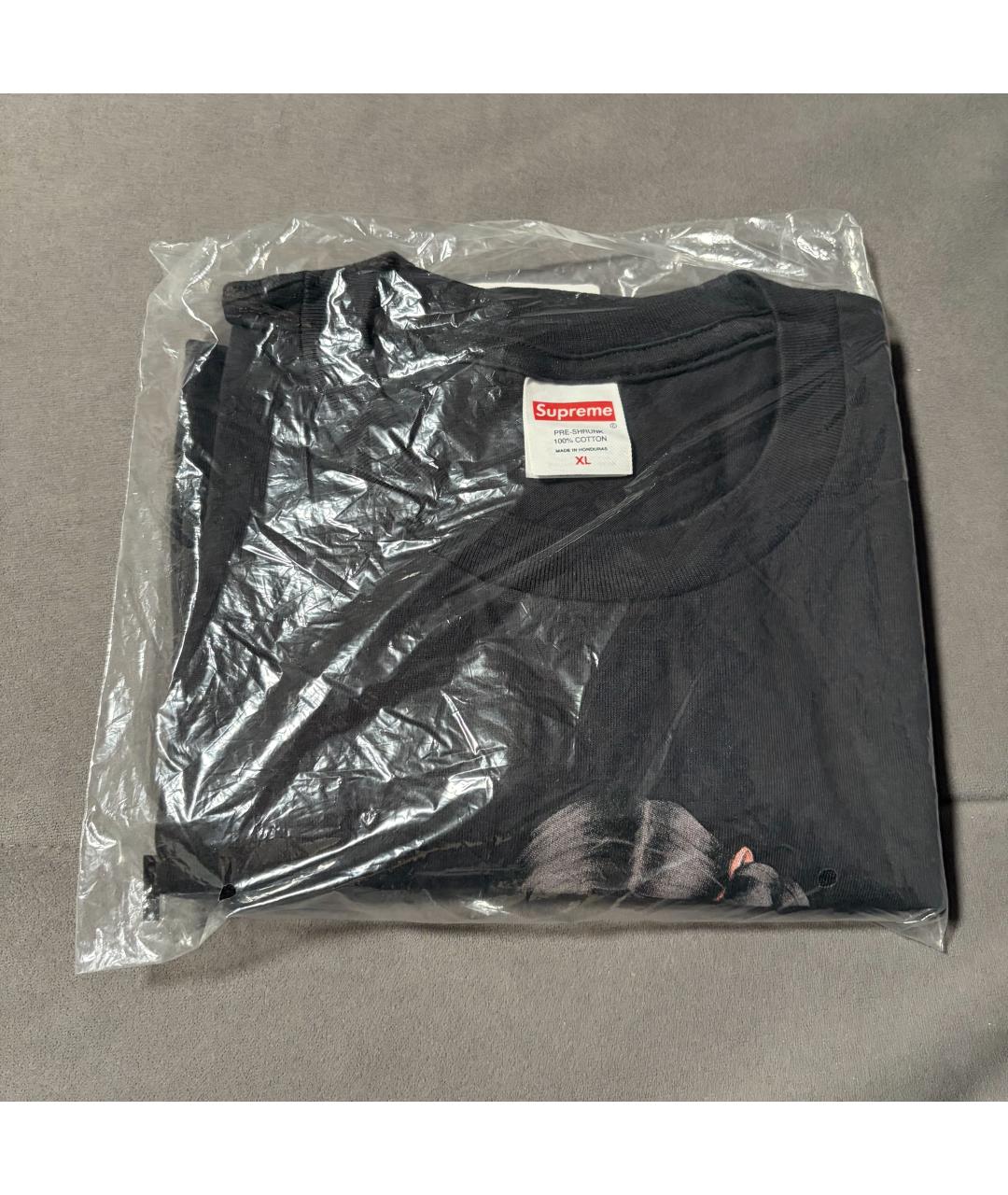 SUPREME Черная хлопковая футболка, фото 2