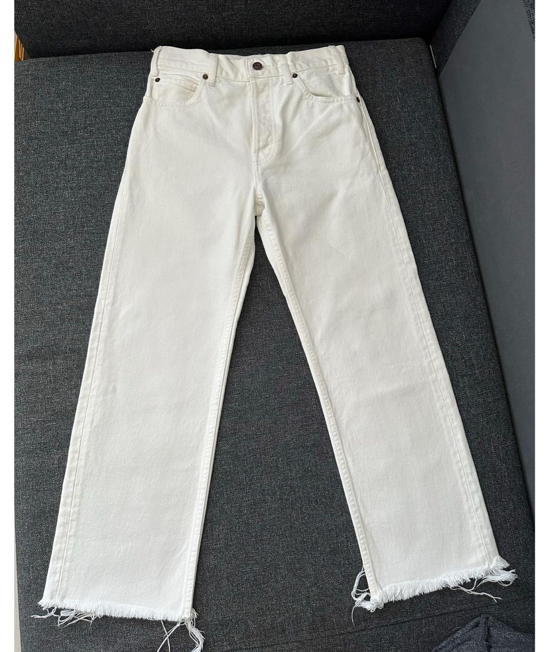 CELINE Белые хлопковые прямые джинсы, фото 6