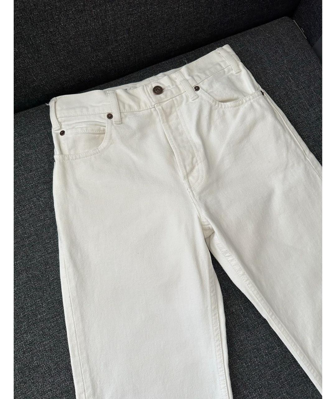 CELINE Белые хлопковые прямые джинсы, фото 2