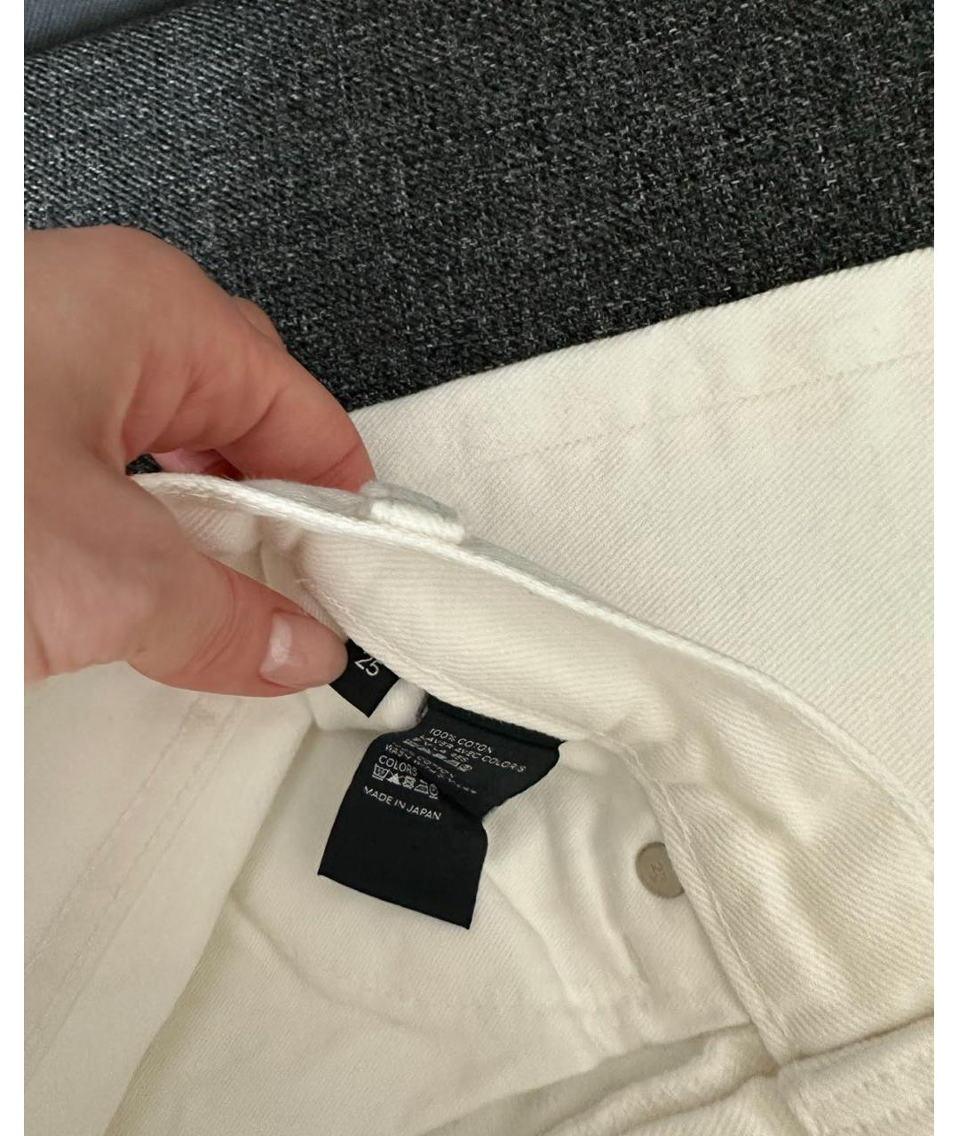 CELINE Белые хлопковые прямые джинсы, фото 4