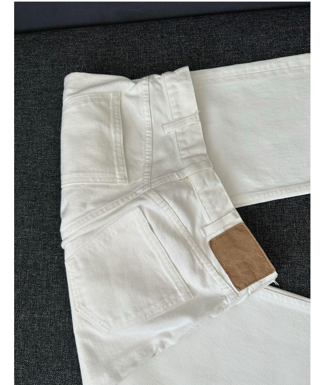 CELINE Белые хлопковые прямые джинсы, фото 5