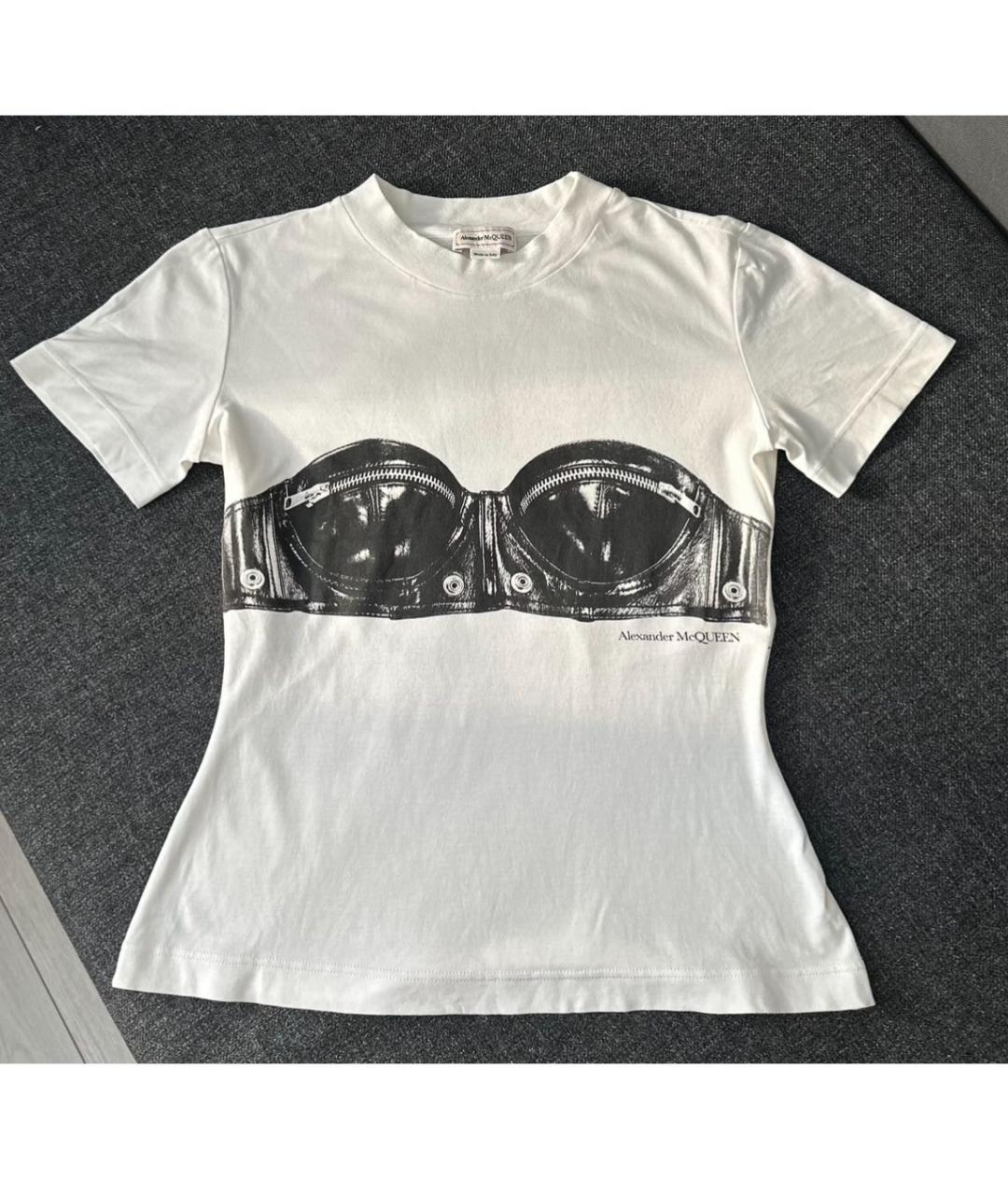 ALEXANDER MCQUEEN Белая хлопковая футболка, фото 5
