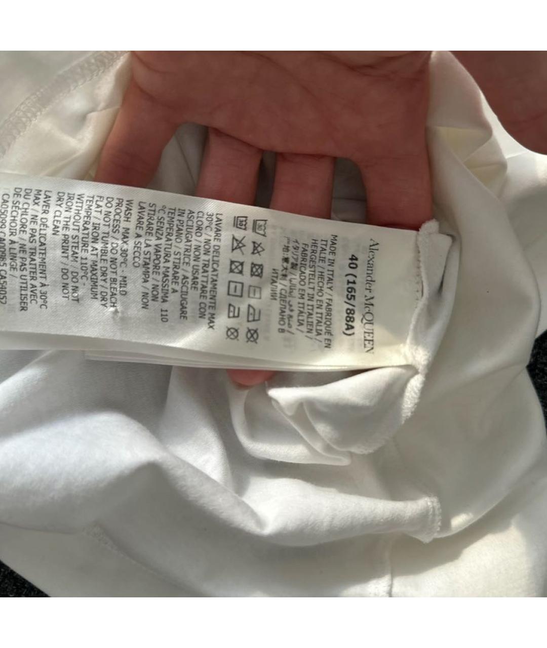 ALEXANDER MCQUEEN Белая хлопковая футболка, фото 4