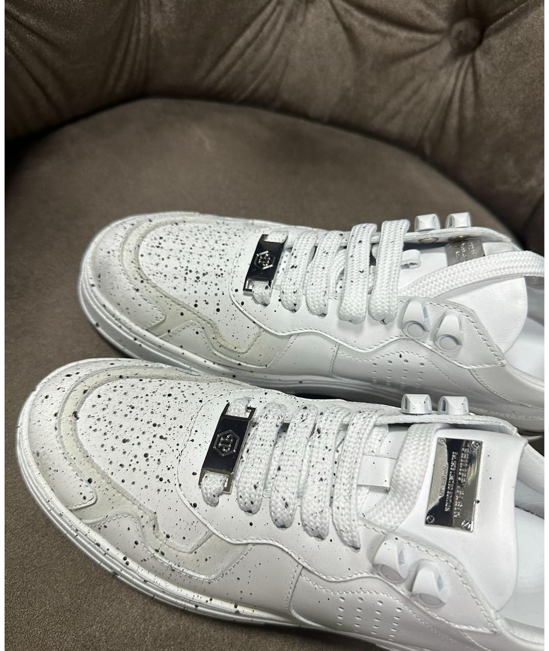 PHILIPP PLEIN Белые кожаные кроссовки, фото 7