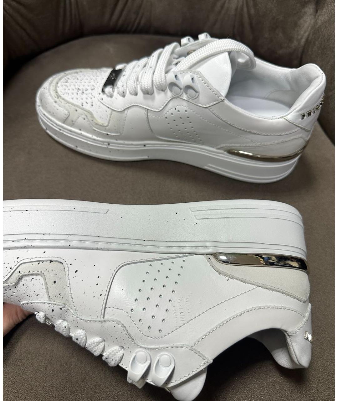 PHILIPP PLEIN Белые кожаные кроссовки, фото 8