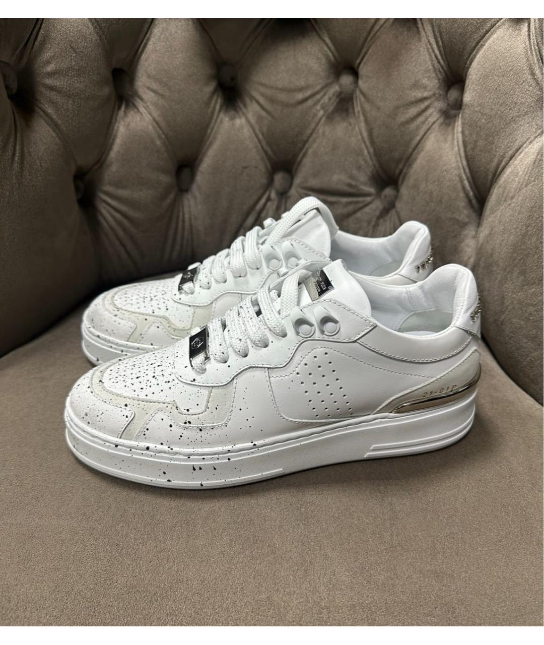 PHILIPP PLEIN Белые кожаные кроссовки, фото 9
