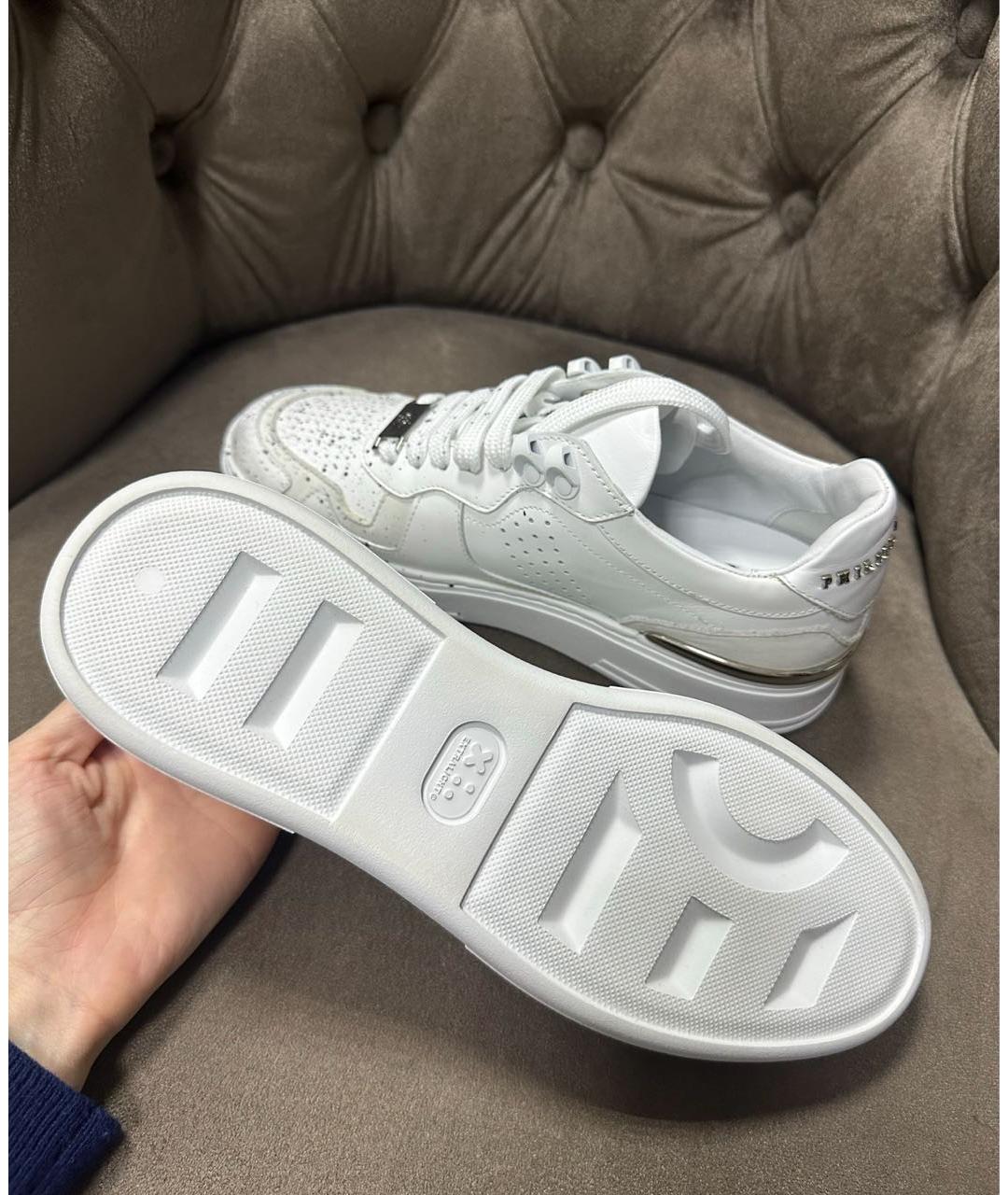 PHILIPP PLEIN Белые кожаные кроссовки, фото 5