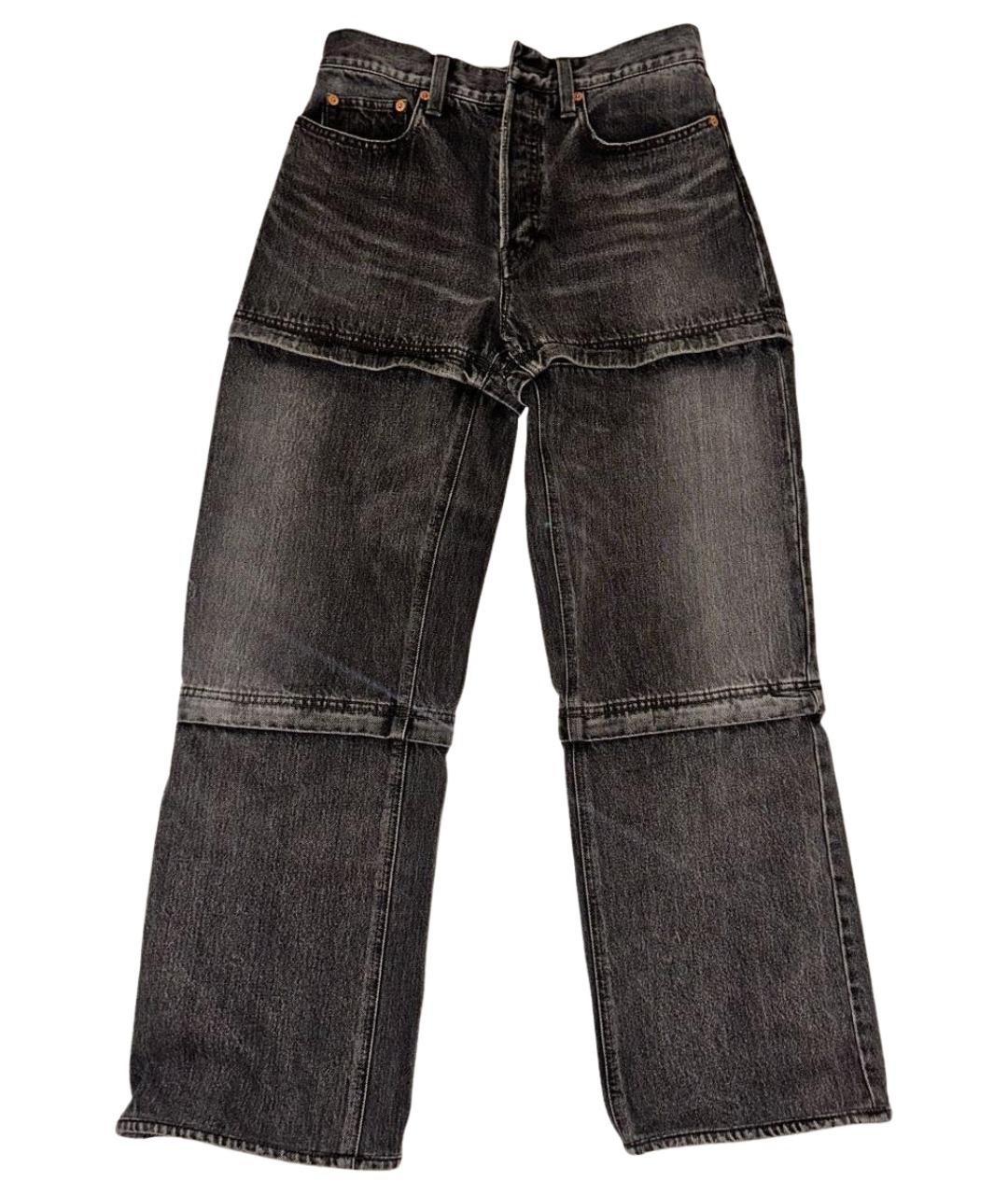 BALENCIAGA Антрацитовые хлопковые прямые джинсы, фото 1