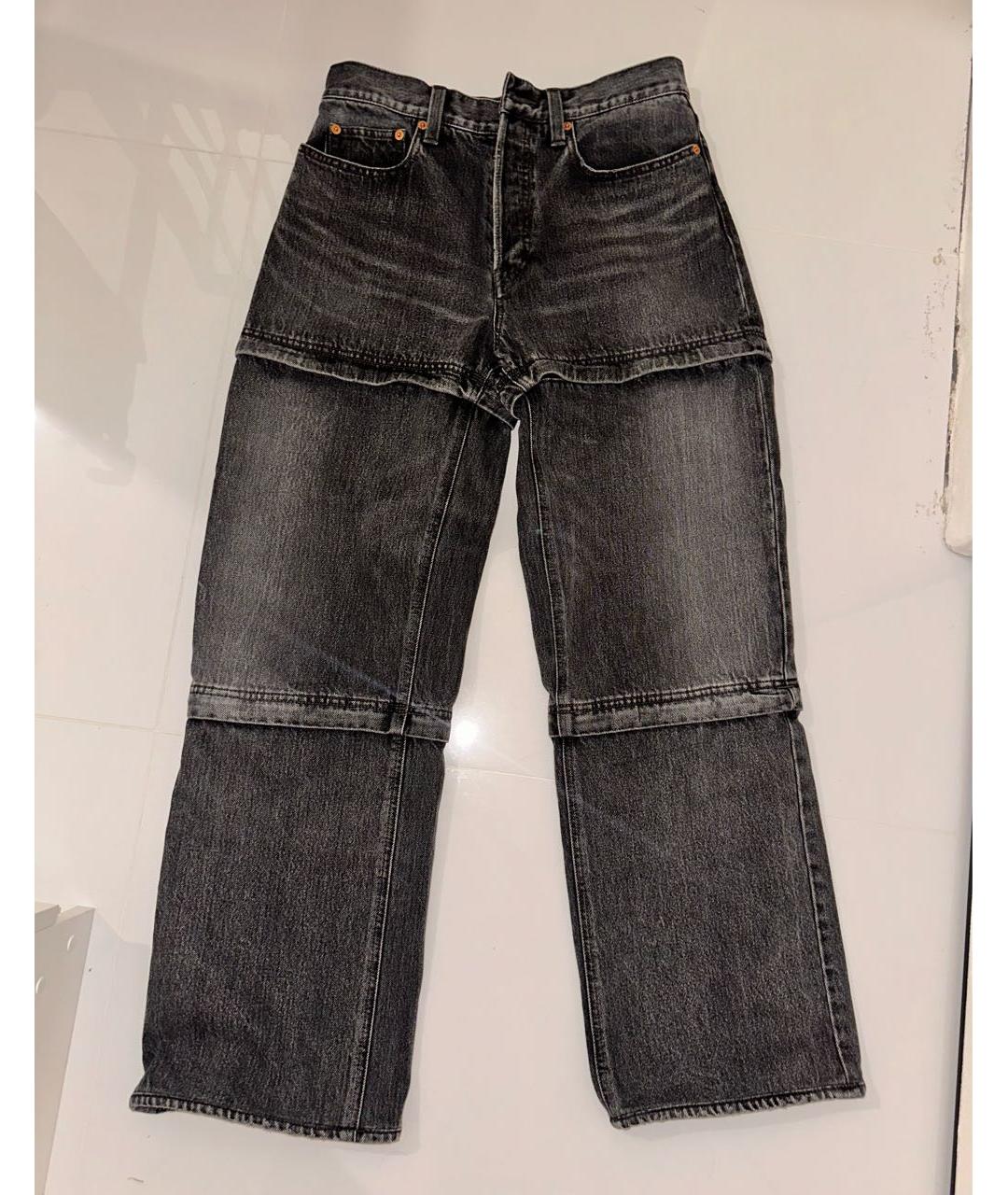 BALENCIAGA Антрацитовые хлопковые прямые джинсы, фото 5